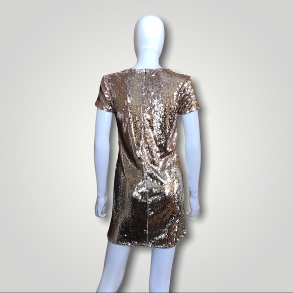 Line & Dot Sequin Metallic MIni Dress - Picture 3 of 9
